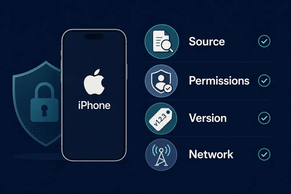 رسم قائمة فحص أمان قبل روابط Cinemana iPhone